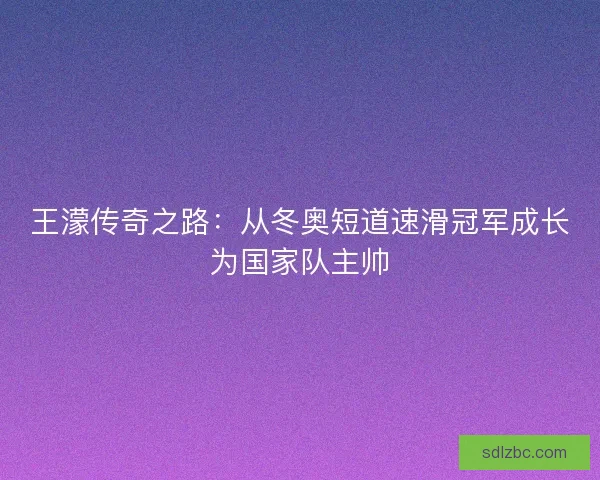 王濛传奇之路：从冬奥短道速滑冠军成长为国家队主帅
