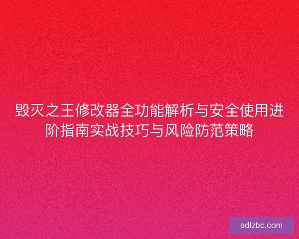 毁灭之王修改器全功能解析与安全使用进阶指南实战技巧与风险防范策略