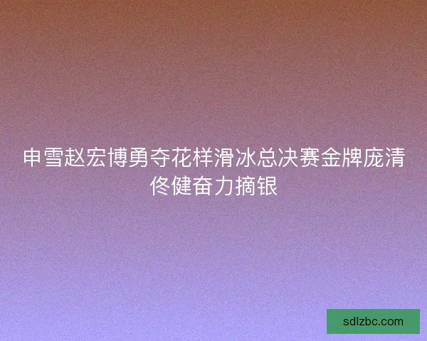 申雪赵宏博勇夺花样滑冰总决赛金牌庞清佟健奋力摘银