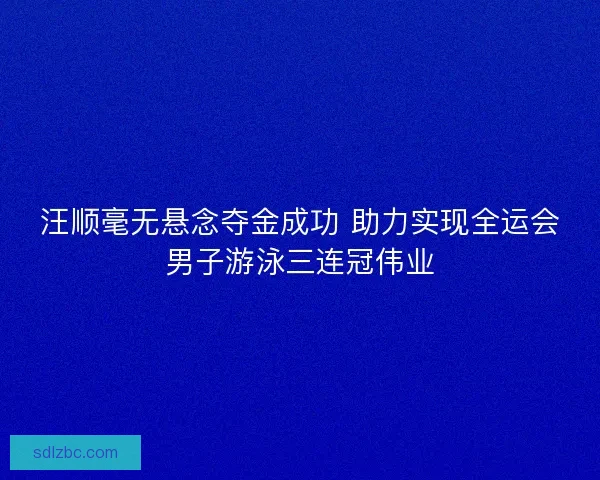汪顺毫无悬念夺金成功 助力实现全运会男子游泳三连冠伟业 汪顺毫无悬念夺金成功 助力实现全运会男子游泳三连冠伟业